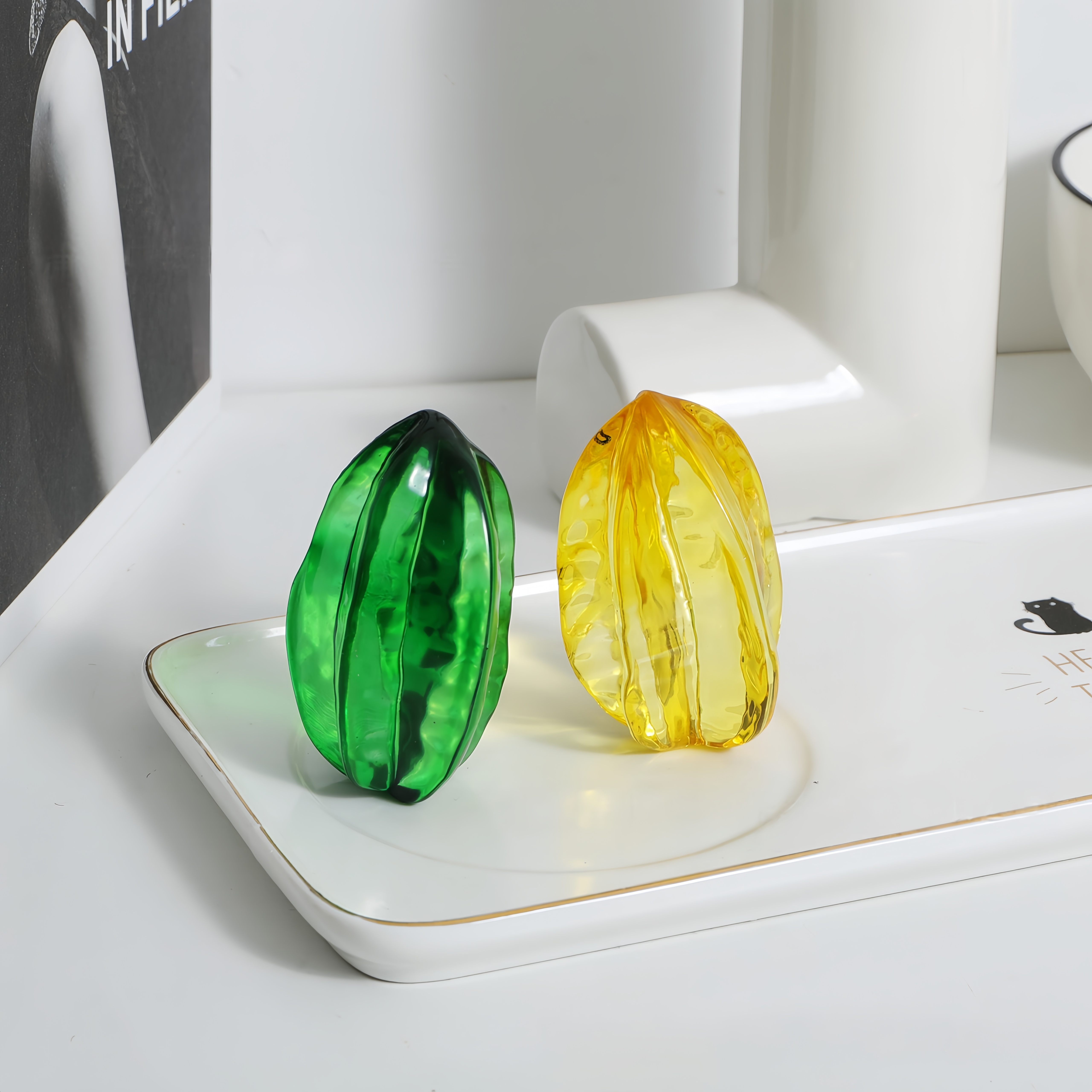 仿真杨桃水晶摆件纸镇镇纸创意工艺品桌面家居装饰亚马逊外贸跨境