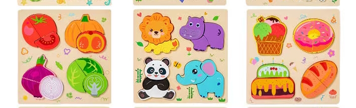 Wooden Montessori early education puzzle matching building blocks for infants and children, toys for boys and girls aged 0 to 3 detail image 5