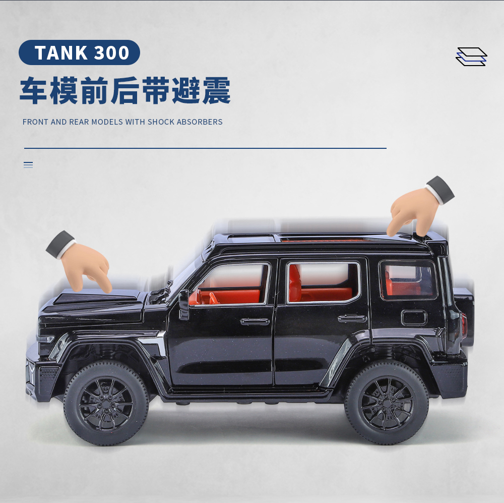 1:24 Tank 300 Cyber Knight alloy car model Sound, light and rebound force pic 10