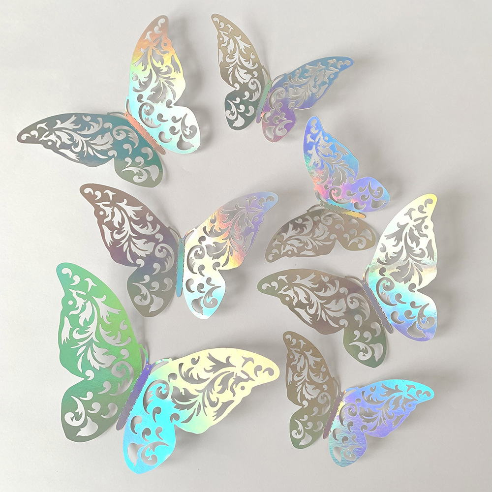 Wholesale of new cross-border 3D butterfly wall stickers for Halloween, DIY background wall, flower cake decorative stickers and accessories Item Picture