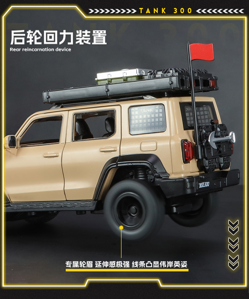 1:24 Tank 300 Limited Edition off-road vehicle alloy car model with sound, light and rebound pic 10