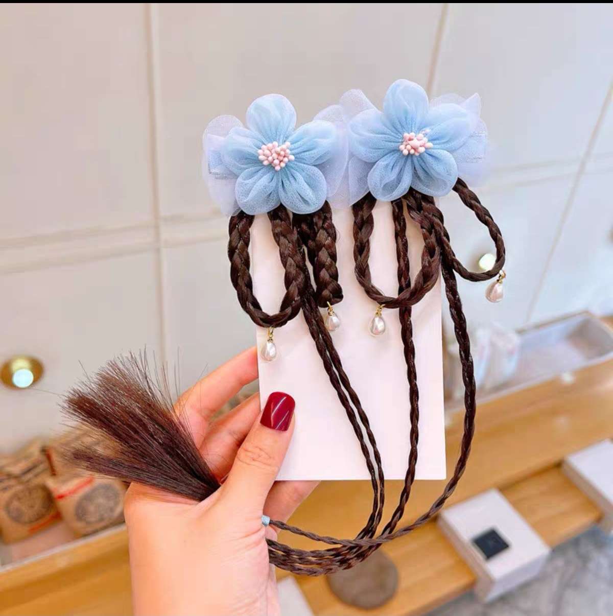 Children's headwear, ancient-style Hanfu, false braids, hair clips, girls' flower hair clips, super fairy-like hair flowers, baby tassel pairs Application Scenario