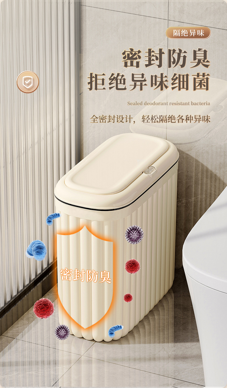 D47-7013 Good Helper Trash can for Home bathroom, 2025 New model with lid, slit, wall-mounted for living room, kitchen and toilet details Picture