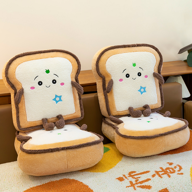 Creative and cute toast bread pillow, plush toy doll for girls to sleep, office wonder, long-sitting cushion details Picture