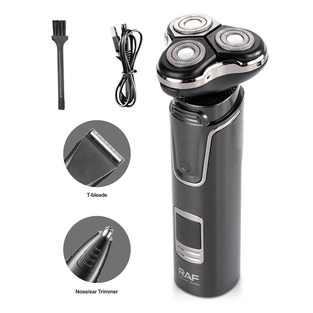 RAF Cross-border Charging USB Three-in-one Electric Men's Shaver, Shaving Nose Hair Trimmer, Beauty and Hair Care Set details Picture