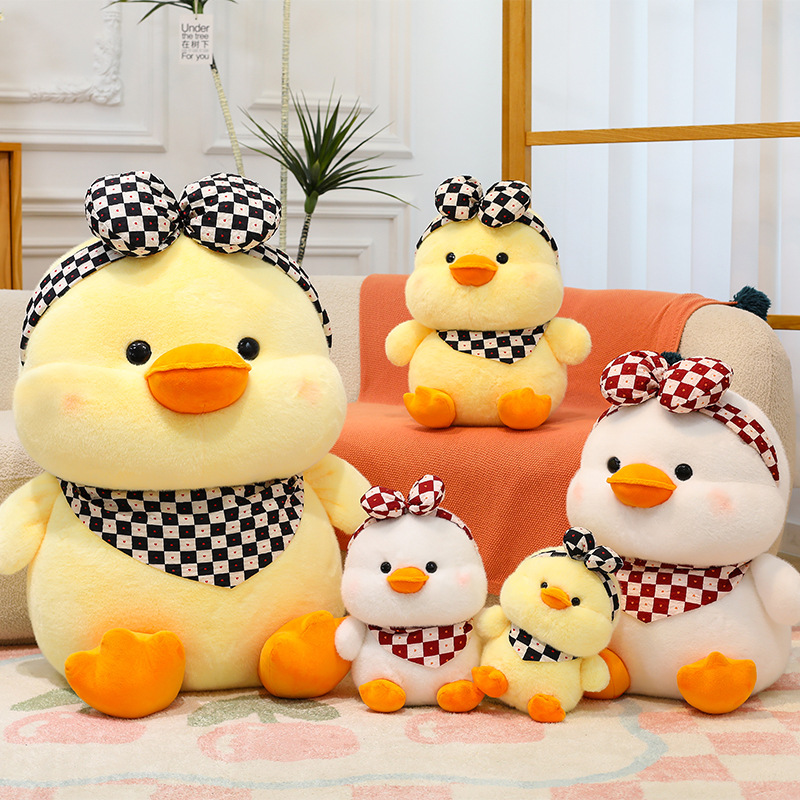 New cute bow headband, scarf, duck doll, plush toy, little yellow duck doll, girls and children's gift full figure