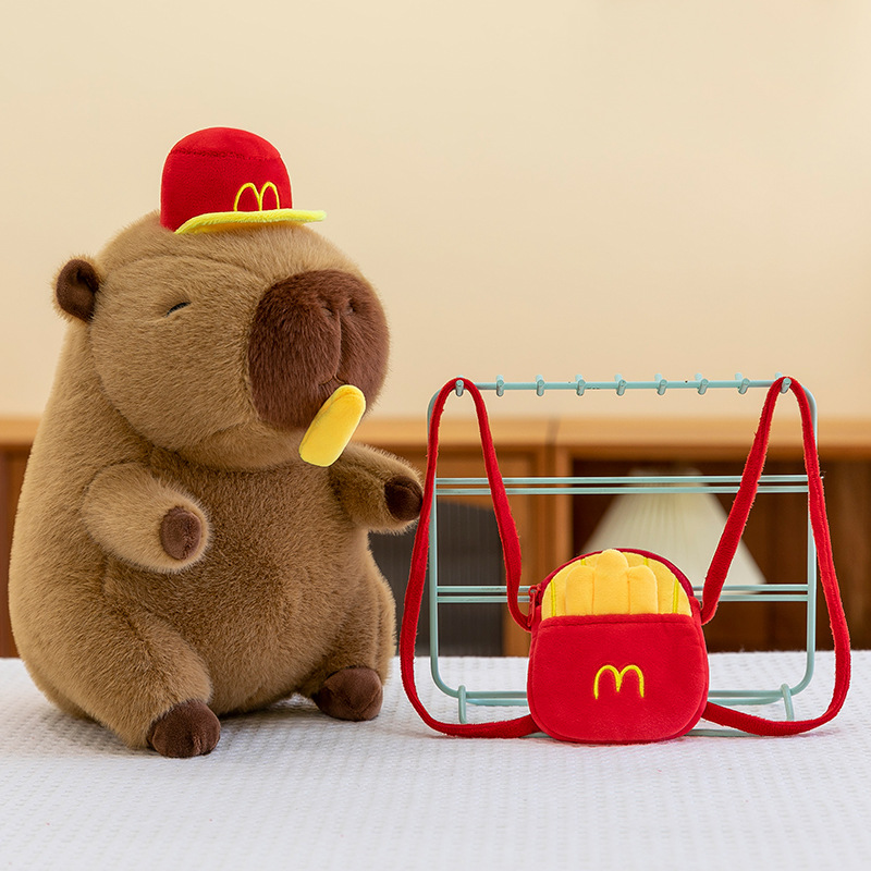 New backpack Capibara plush toy, stretchable French fries, baked capybara doll, plush pillow gift details Picture