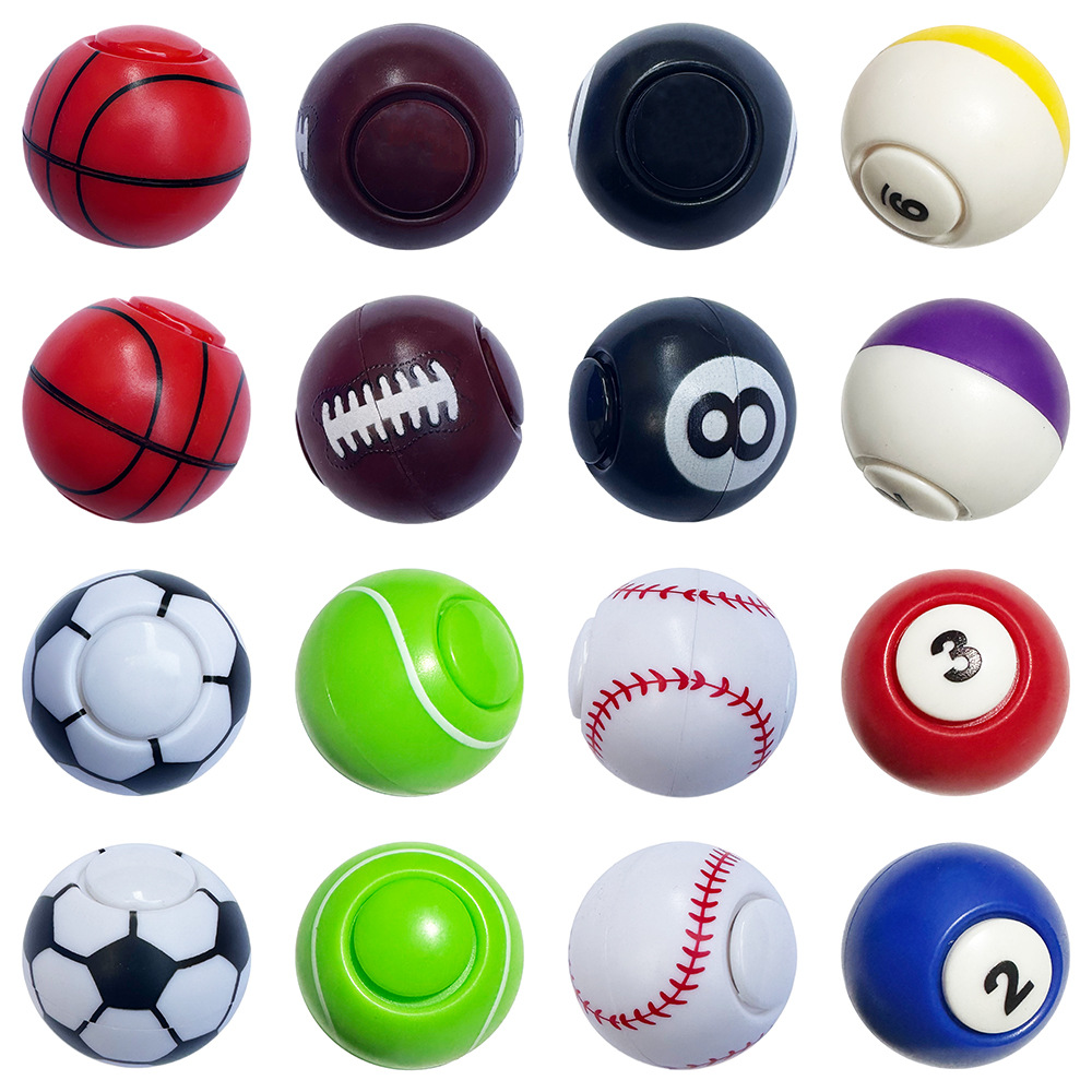 Amazon high-end ABS material football fidget spinner, rugby baseball, tennis ball, basketball ball spinning top toys full figure
