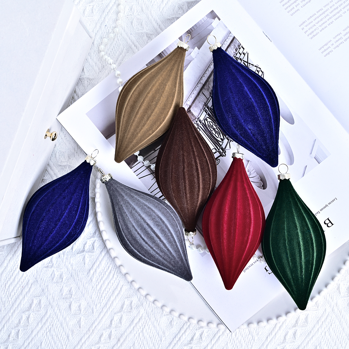 圣诞装饰植绒装饰球坚果形丝绒圣诞树挂饰商场橱窗挂球跨境新品圣诞用品圣诞吊件圣诞树装饰