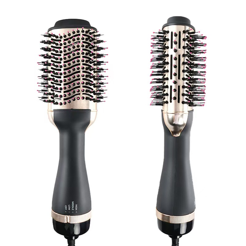 多功能热风梳跨境二合一卷发棒直发梳吹风梳大功率吹风梳 