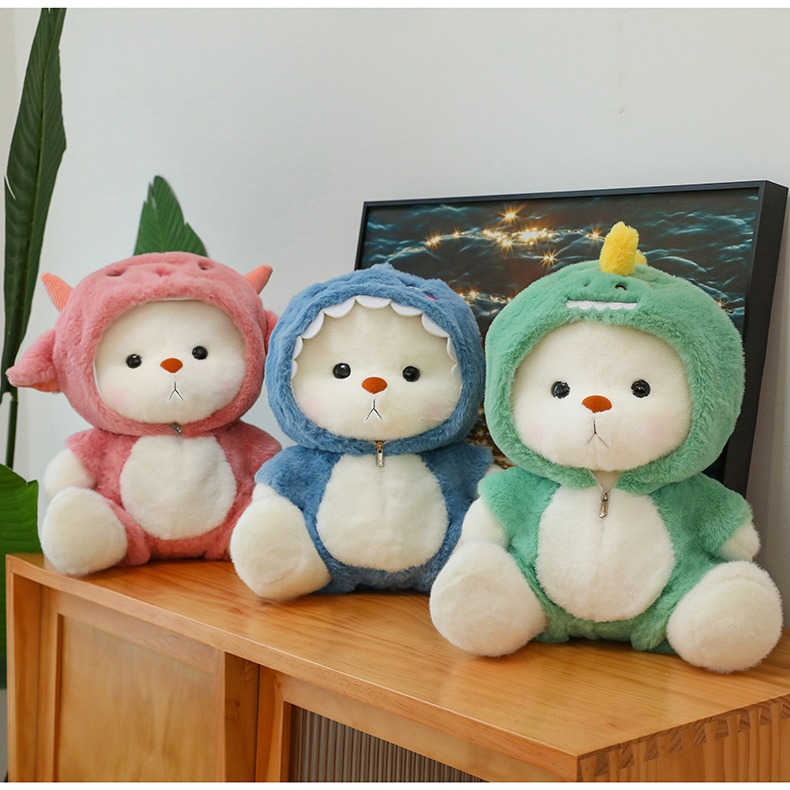 New dinosaur-transformed joint bear figurine, removable cream bear, teddy bear plush toy, claw machine doll full figure