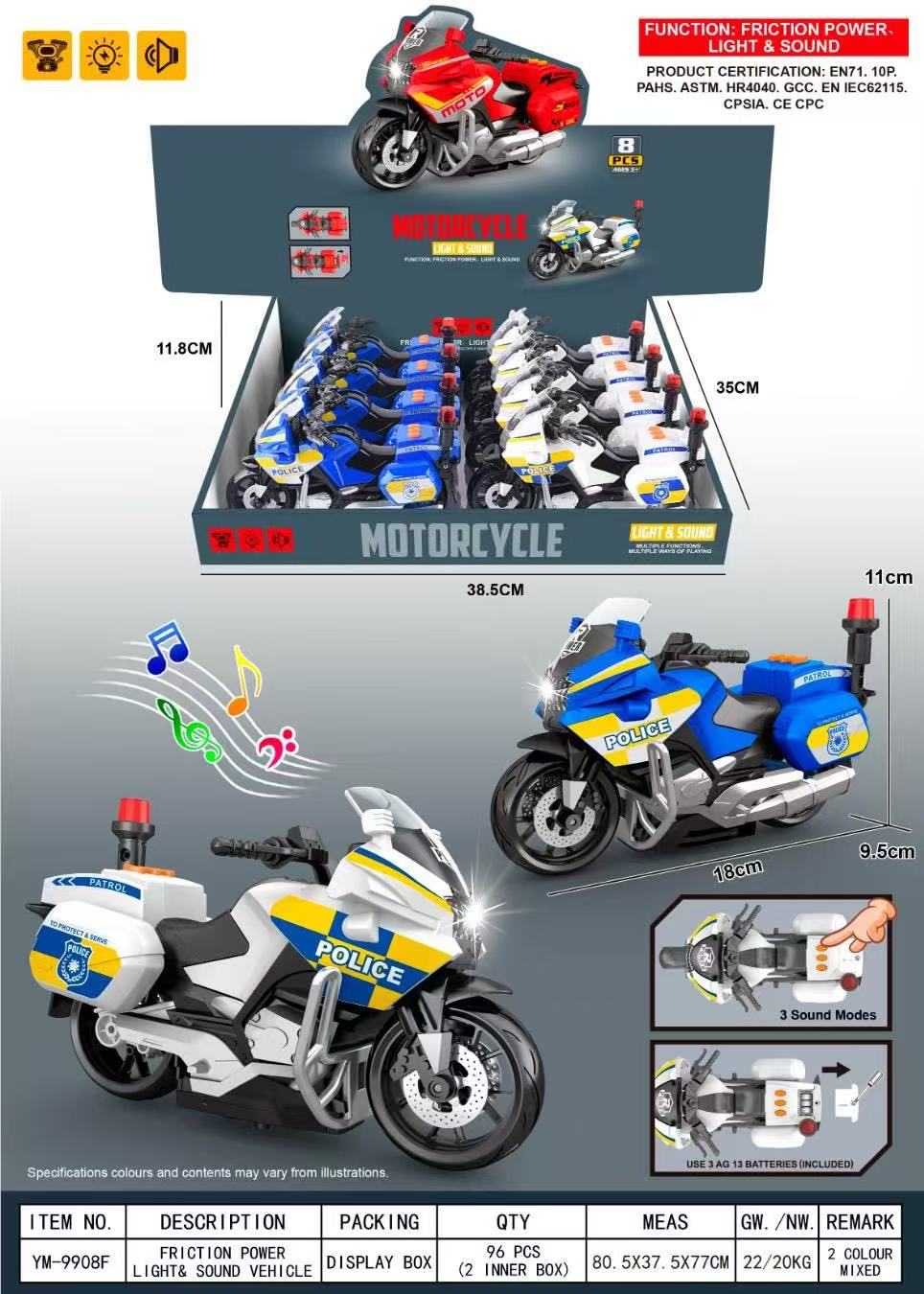 摩托车玩具男孩赛车仿真机车模型铁骑警车儿童回力小汽车批发