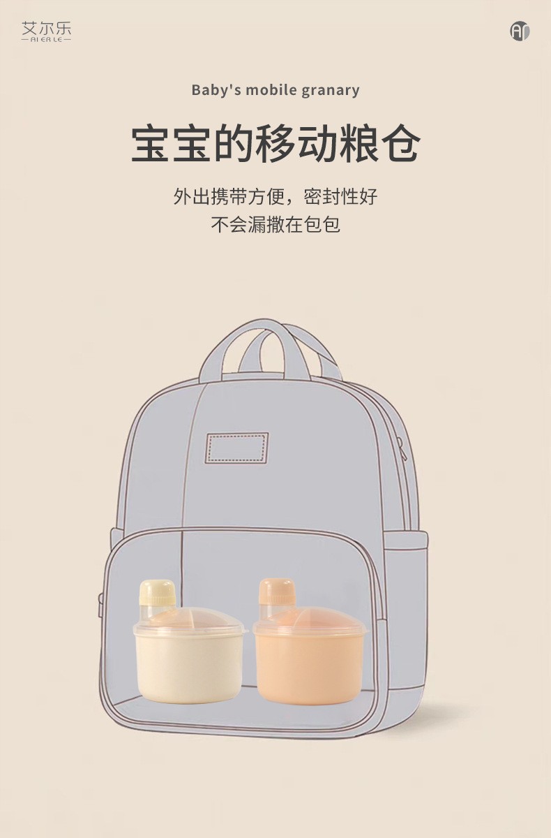 婴儿奶粉盒便携外出大容量宝宝米粉奶粉分装储存盒三格便携详情6