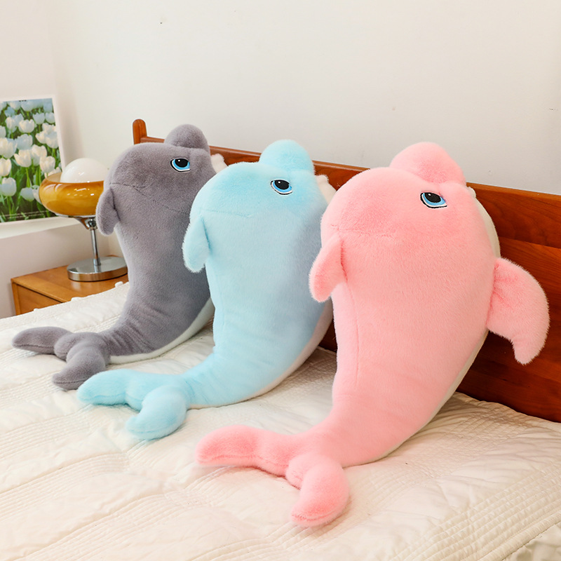 New dolphin plush toy doll, cute children and girls sleeping long pillow gift, aquarium animal doll full figure