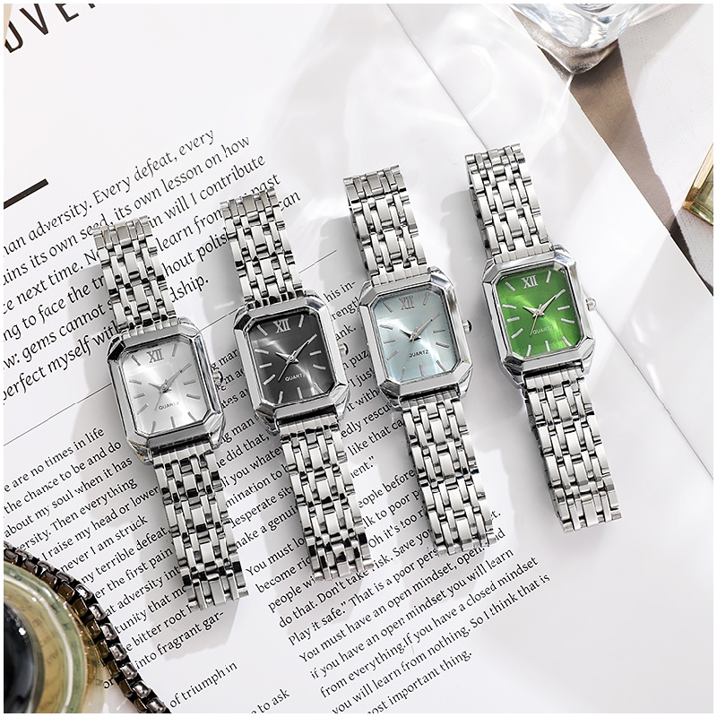 New trendy square women's watches, gold watches, women's watches with steel bands, and women's wristwatches are available for wholesale from the manufacturer details Picture