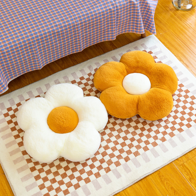 Xiaohongshu's popular flower seat cushion, round plush chair cushion, frellia flower bay window seat cushion, memory foam bottom cushion details Picture
