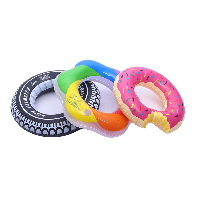 Creative adult cute cartoon donut swimming rings, pink coffee-colored sports swimming equipment, life buoys wholesale full figure