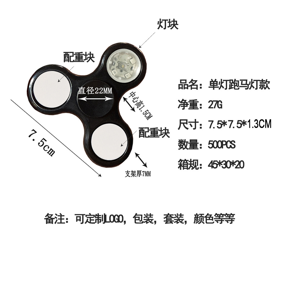 Our factory produces electroplated plastic spiral fidget spinners, luminous rainbow running lights and cross-border finger toys for wholesale details Picture