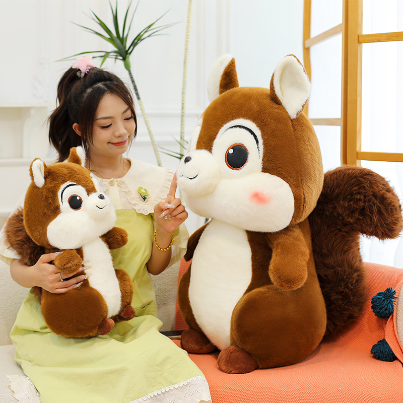 Hot-selling large-sized squirrel Qiqi plush toy, cute Titi doll, bed sleeping doll, children's gift details Picture