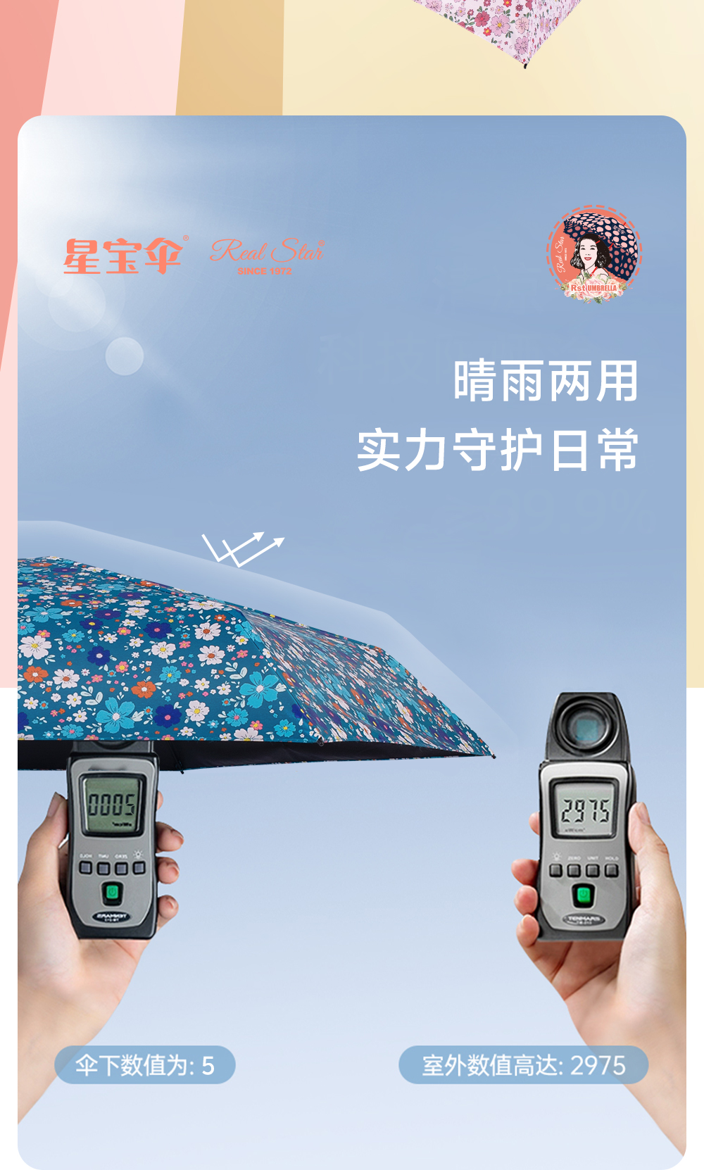 星宝伞5572小碎花雨伞五折手晴雨伞可放包包口袋雨伞晴雨伞详情9