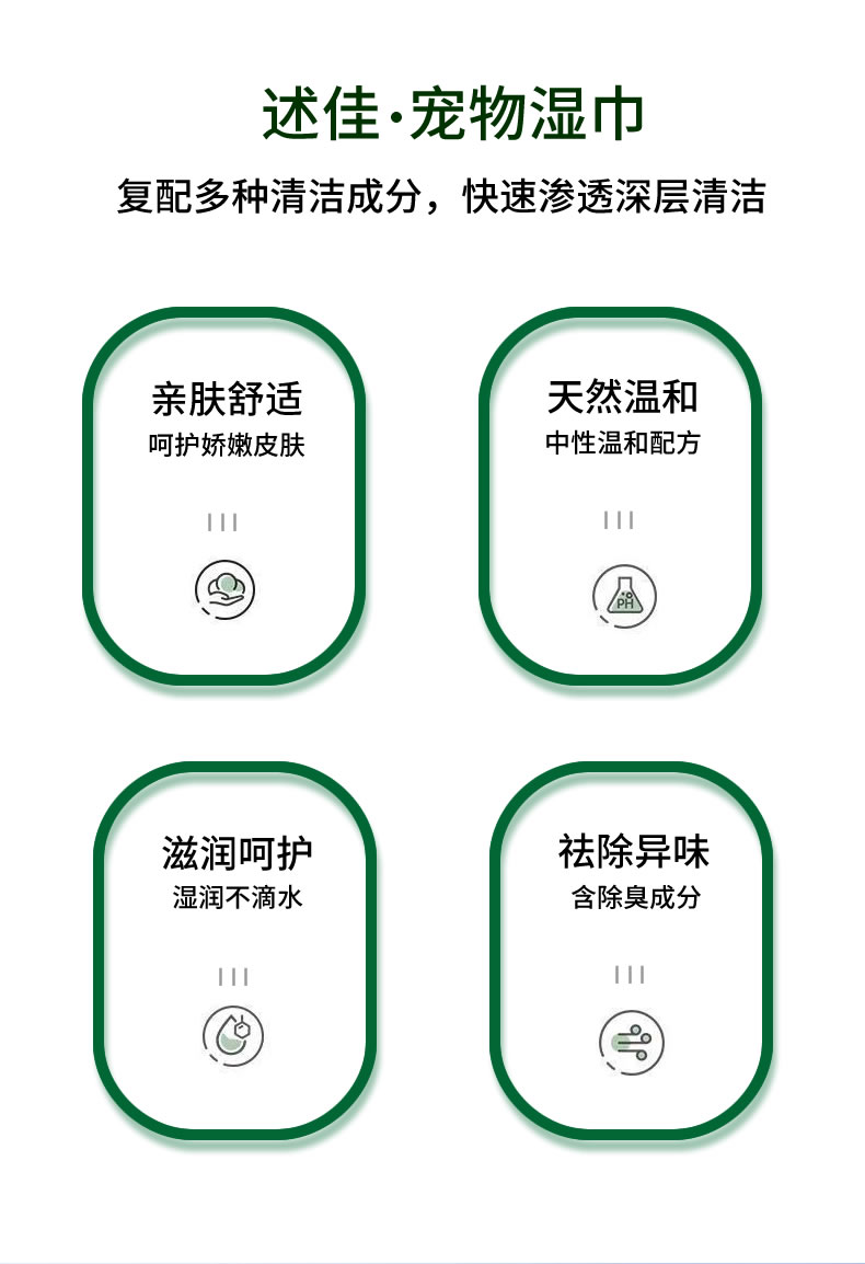 80抽大容量宠物清洁湿纸巾抑菌消臭猫猫狗狗湿巾详情8