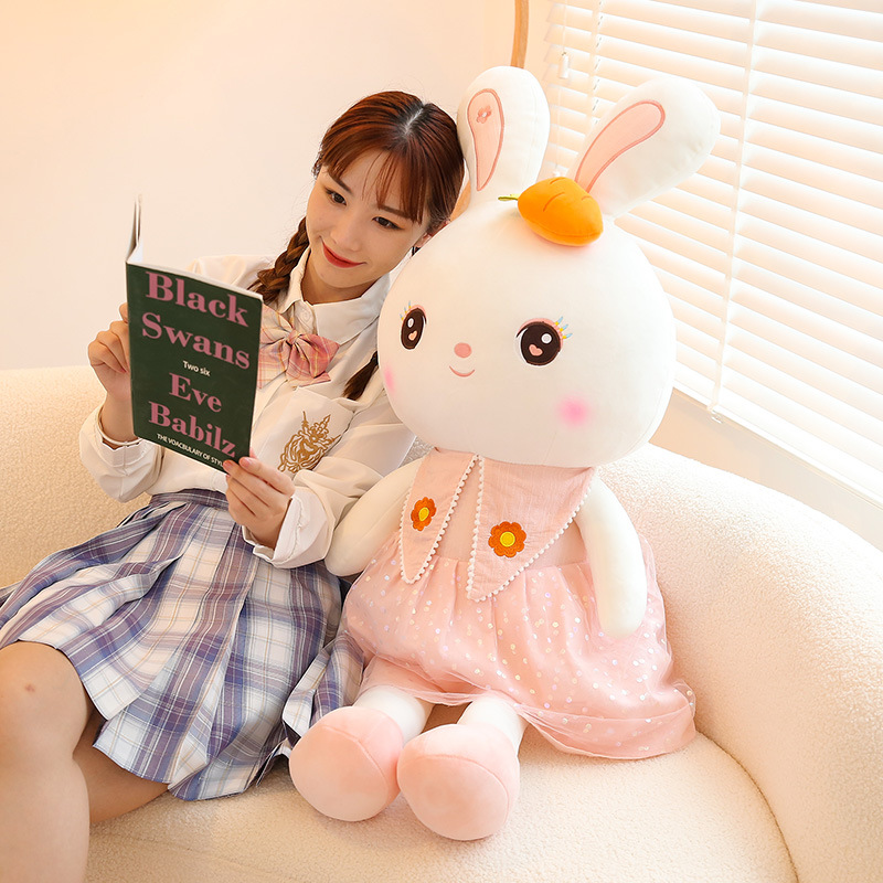 Cute carrot flower dress, little white rabbit doll, couple rabbit plush toy, ladies' bed sleeping pillow Application Scenario