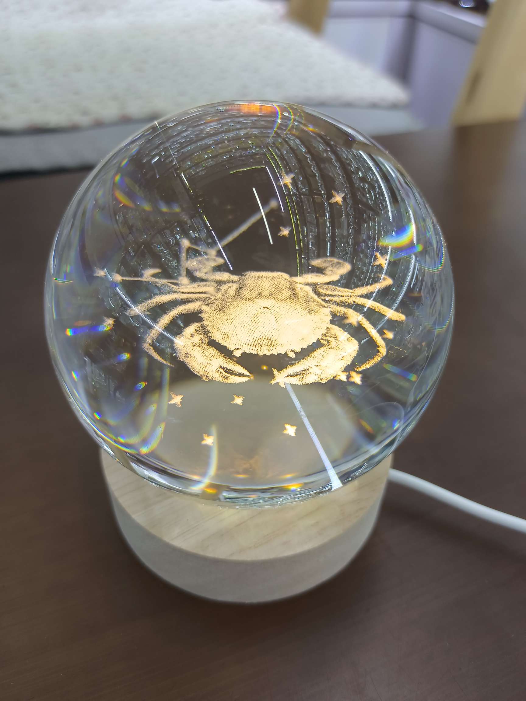 水晶工艺品，水晶小夜灯，暖光灯，小礼品，小摆件，内雕球，圣诞礼品，水晶球详情图5