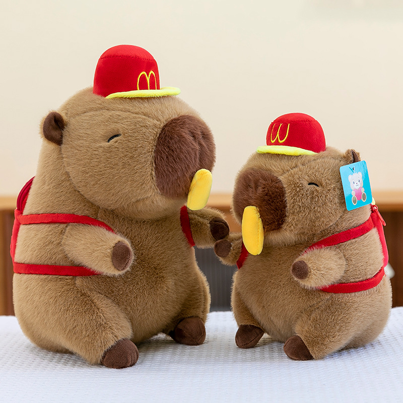 New backpack Capibara plush toy, stretchable French fries, baked capybara doll, plush pillow gift full figure
