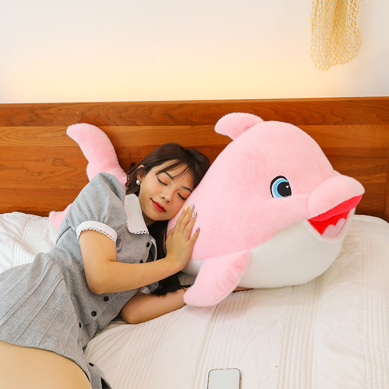 New dolphin plush toy doll, cute children and girls sleeping long pillow gift, aquarium animal doll Specification drawing