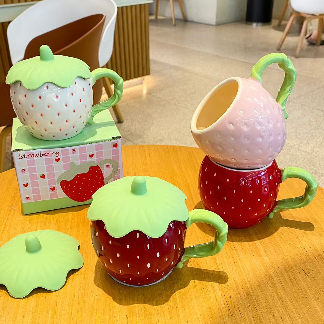 Daily necessities, ceramic mugs, enamel milk double-layered cups, creative cups, household coffee and tea sets, gifts