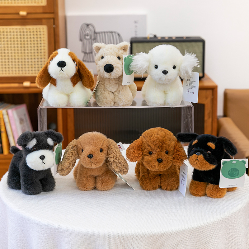 Cross-border simulation, cute and adorable West Highland puppy plush toys, Schnauzer figurines, table companions, doll gifts wholesale full figure