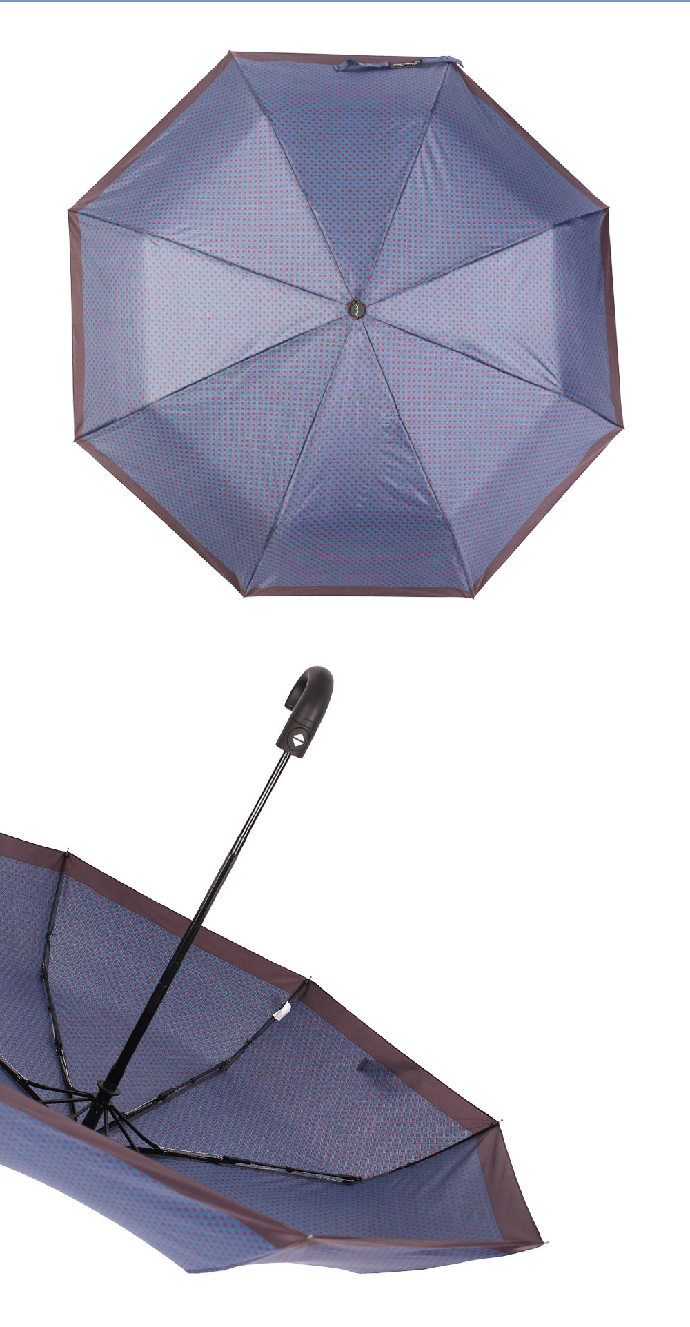 星宝伞HS3229长柄弯钩雨伞男士商务雨伞格纹男士三折全自动雨伞批发详情2