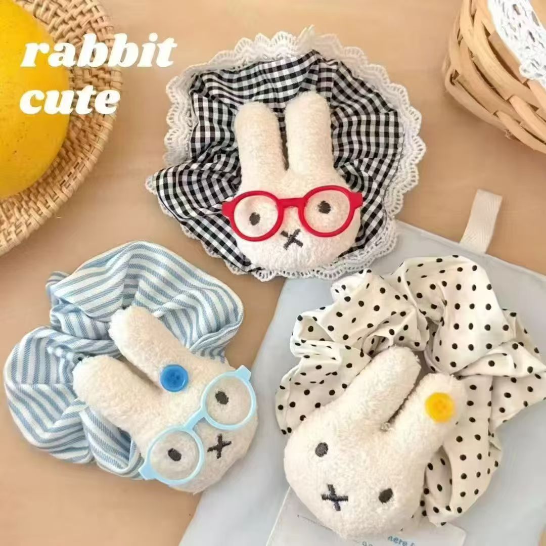 米菲兔系列可爱玩偶大肠发圈波点设计感儿童卡通马尾发绳甜美头饰毛绒配件