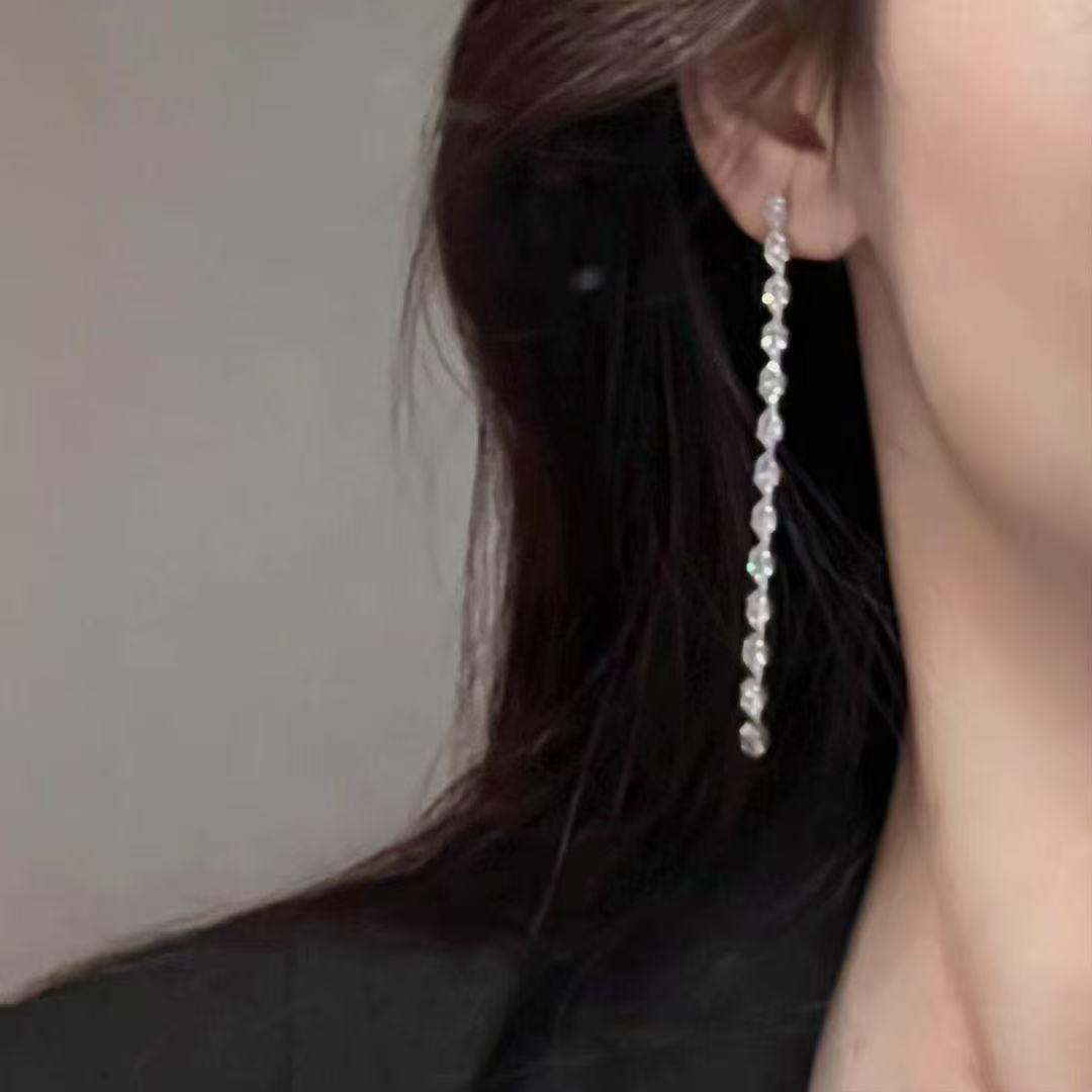 珍珠耳环/银耳环/银耳饰/耳坠女长款气质爆款/耳钩细节图