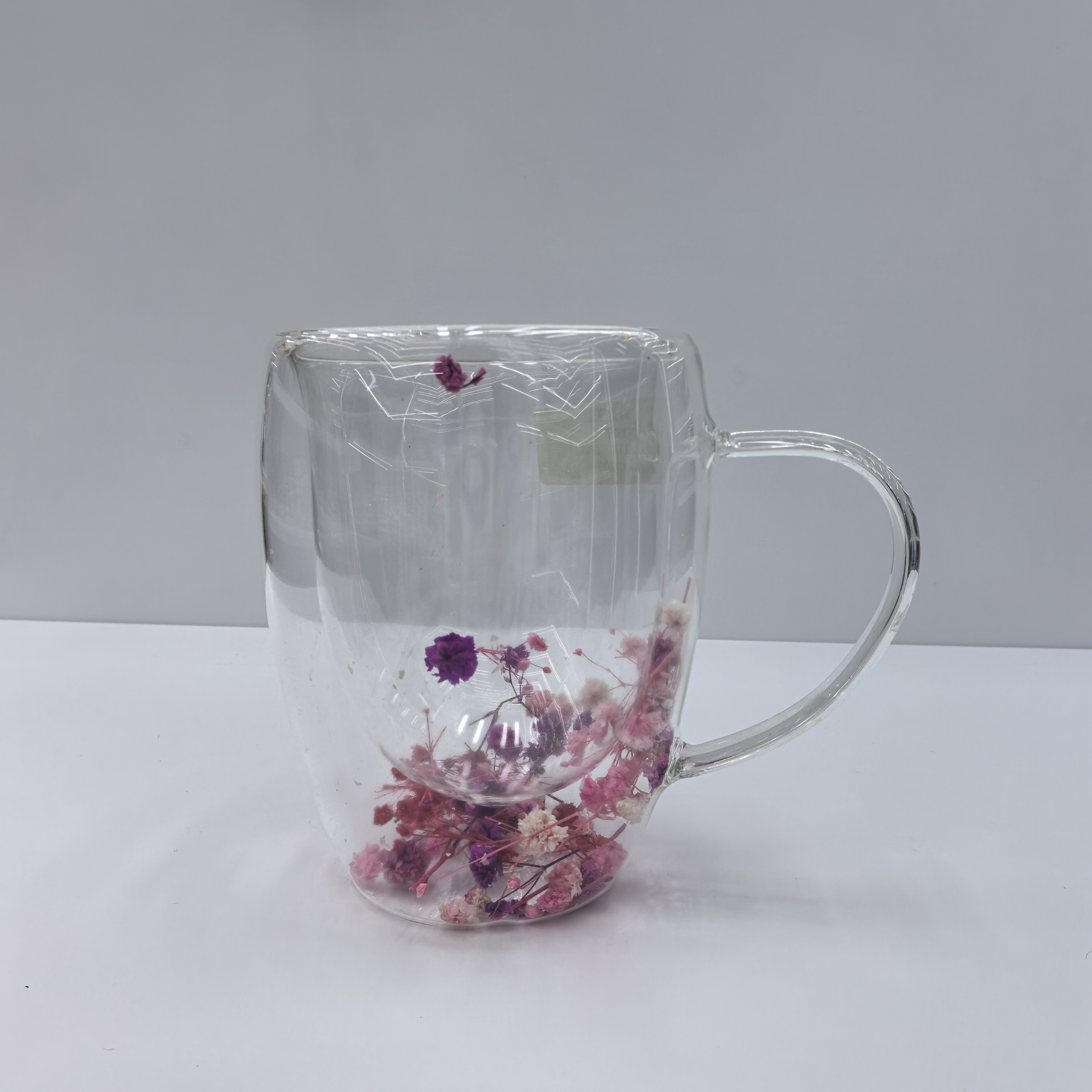 New brand export double-layer high borosilicate glass dry flower cup, heat-resistant small 350ml, summer tea brewing cup, Langxu drinking cup, jade crystal glass cup, bamboo joint cup, dry flower glass cup, coffee cup, commercial beverage cup Specification image