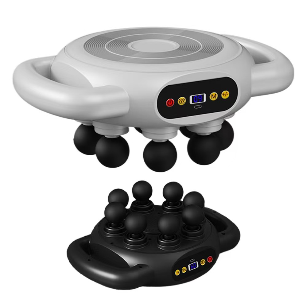 Cross-border multi-speed fascia instrument, eight-head heated fascia gun, multi-functional abdominal, shoulder and neck massage gun, muscle relaxation massage Application Scenario
