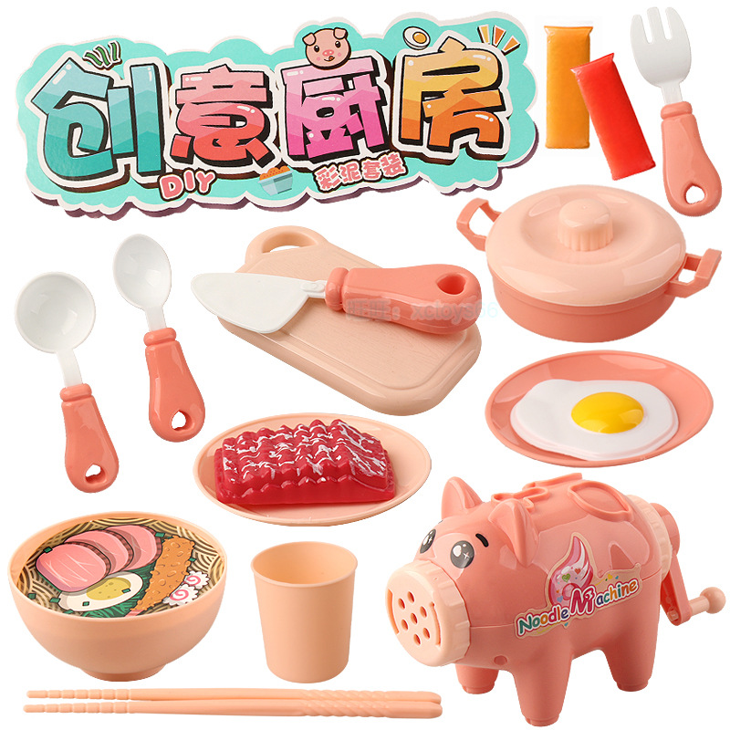Free shipping, new board-sized children's role-playing traditional educational toys, colored clay and clay, in stock, night market and street stall toys details Picture