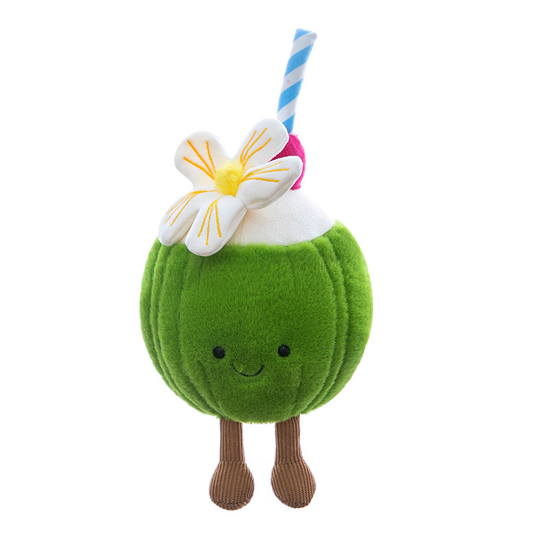 New creative and cute summer coconut plush toys, fun coconut simulation figurines, table and decorative items, afternoon tea Item Picture