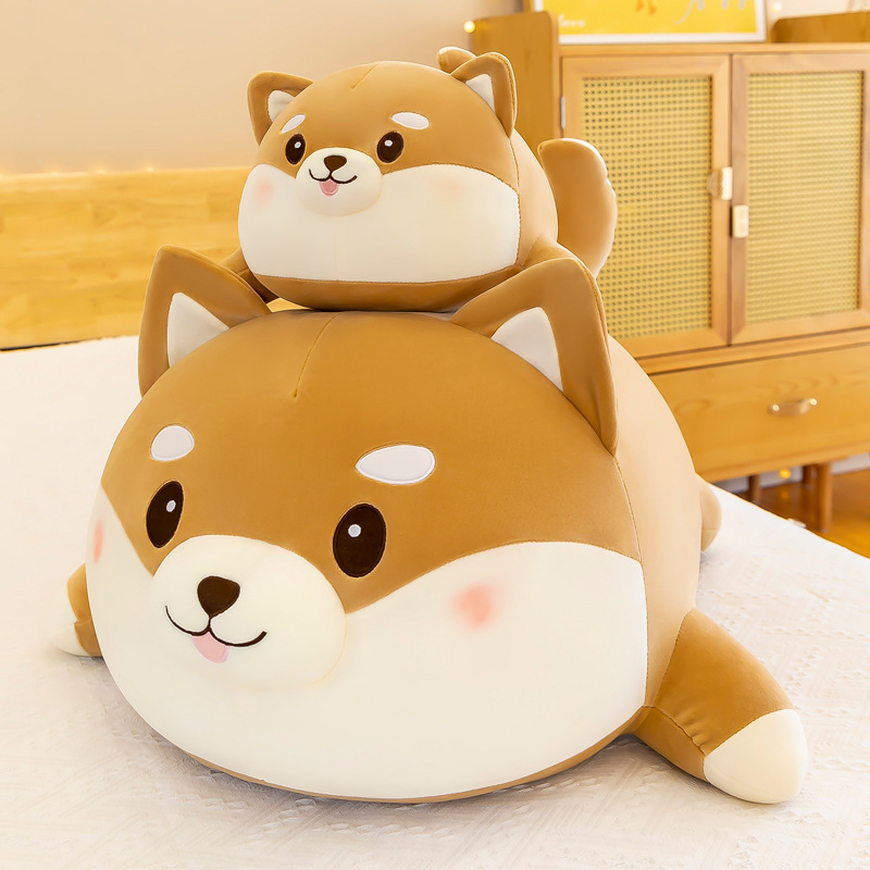 Cute Shiba Inu figurines, Corgi dog plush toys, doll dolls, sleeping cushions, super soft male and female characters on the bed full figure