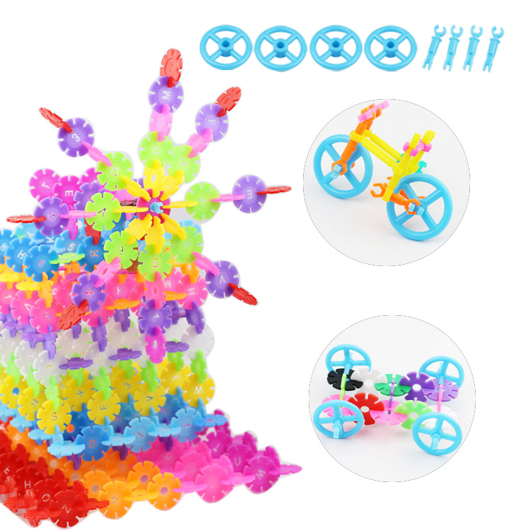 Source factory snowflake wheels, children's toys, smart building blocks, stick car axles full figure