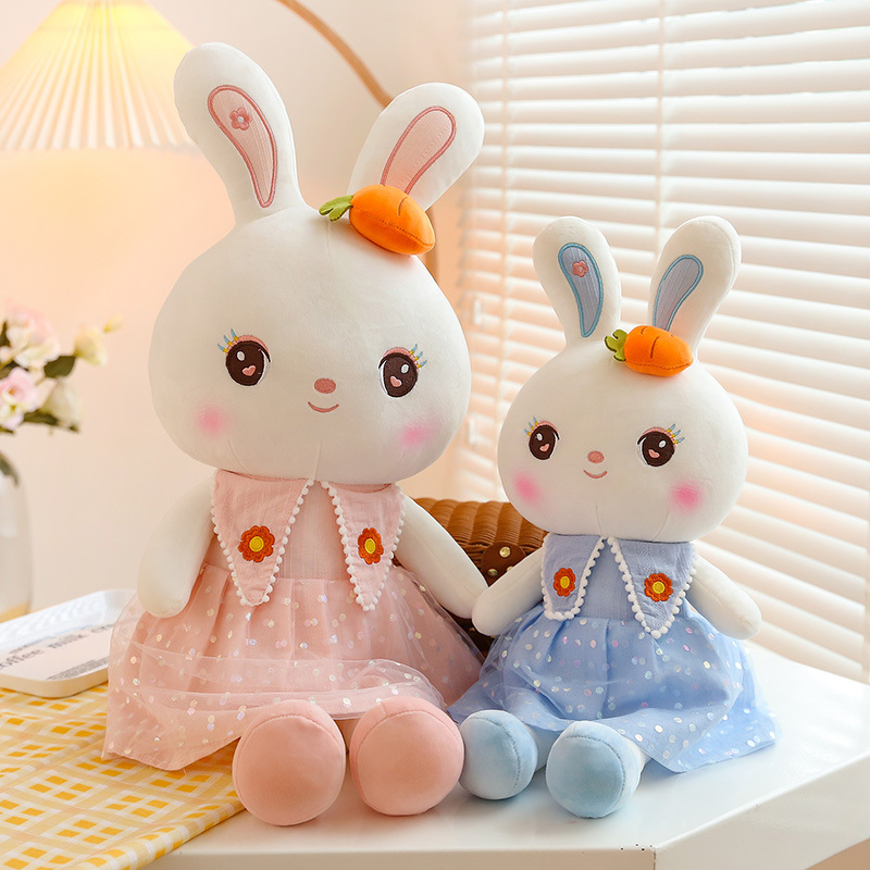 Cute carrot flower dress, little white rabbit doll, couple rabbit plush toy, ladies' bed sleeping pillow full figure