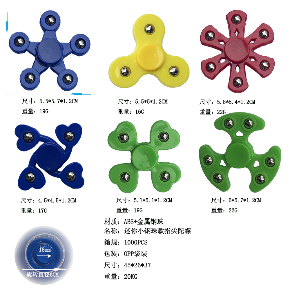 Factory wholesale metal steel ball type fingertip spinner, cross-border palm, interfinger rotating mini spinner plastic toy Specification drawing