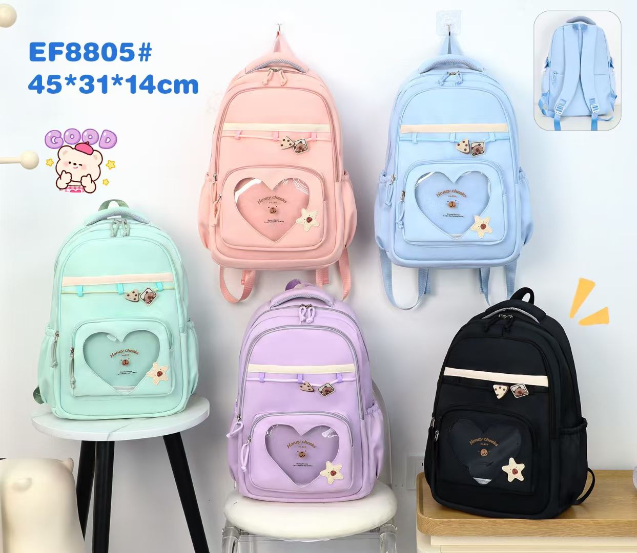 Fresh and light backpack, senior grade schoolbag, casual backpack, large-capacity student bag, waterproof lightweight computer bag detail image 9