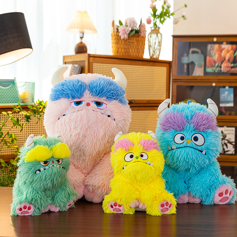Wholesale of new ugly and cute long-haired monster plush toys, adorable monster dolls, throw pillows, and popular birthday gifts full figure