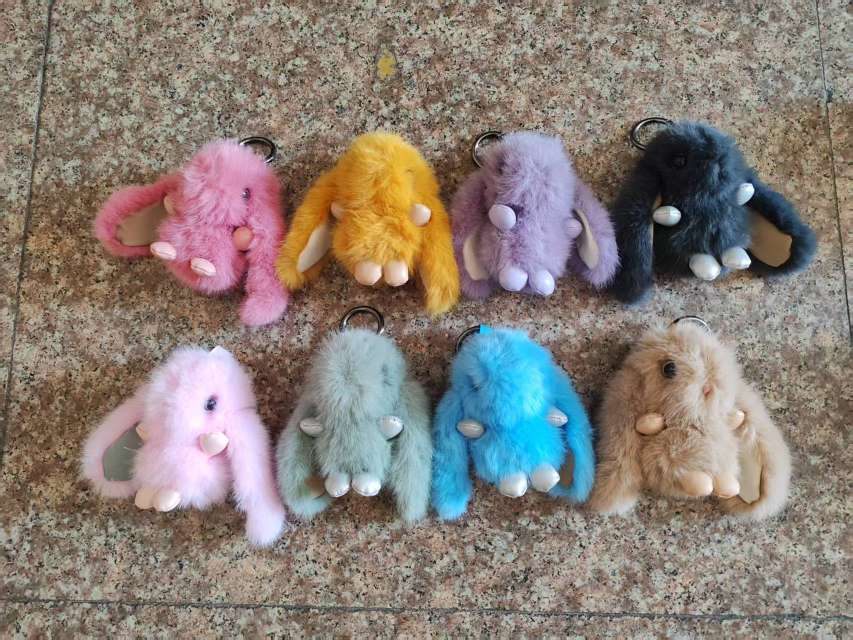 10公分仿貂毛长耳兔毛绒钥匙扣挂件玩具公仔赠品婚庆团建玩偶