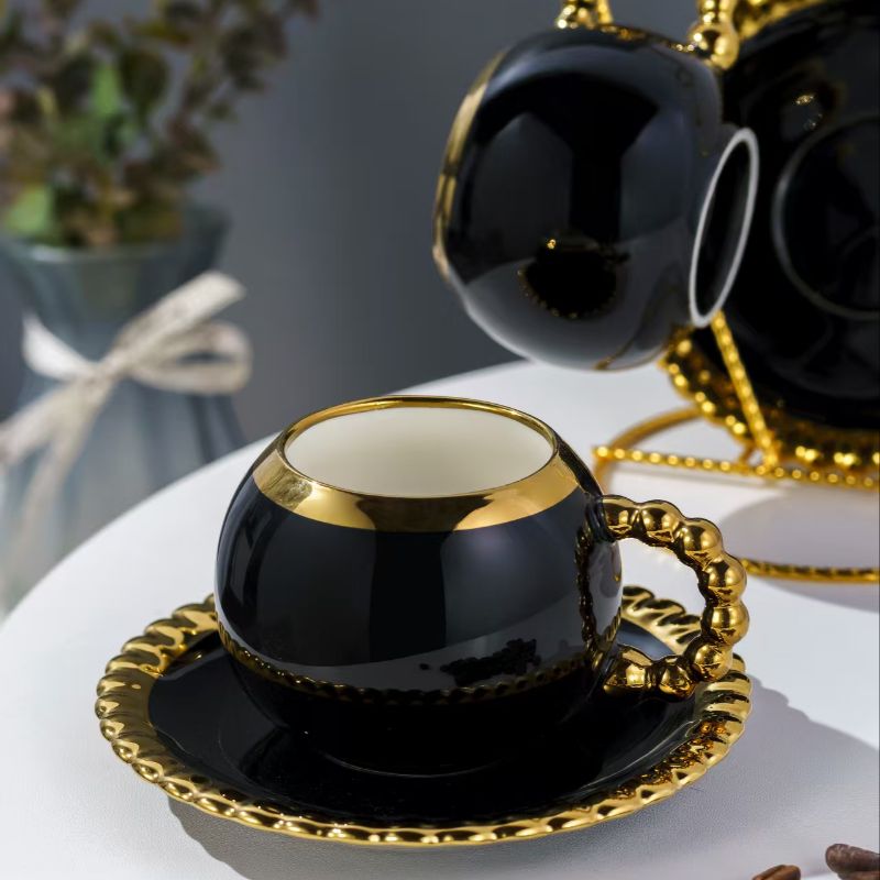 Nordic gold-painted light luxury feng shui set, ceramic water cup, water bottle, coffee set gift set with tray, cross-border Item Picture