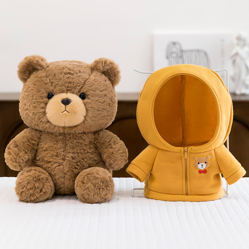 New cross-border casual hoodie, teddy bear plush toy, sweater, teddy bear doll, children's birthday gift doll Specification drawing