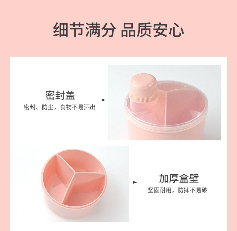 婴儿奶粉盒便携外出大容量宝宝米粉奶粉分装储存盒三格便携详情8