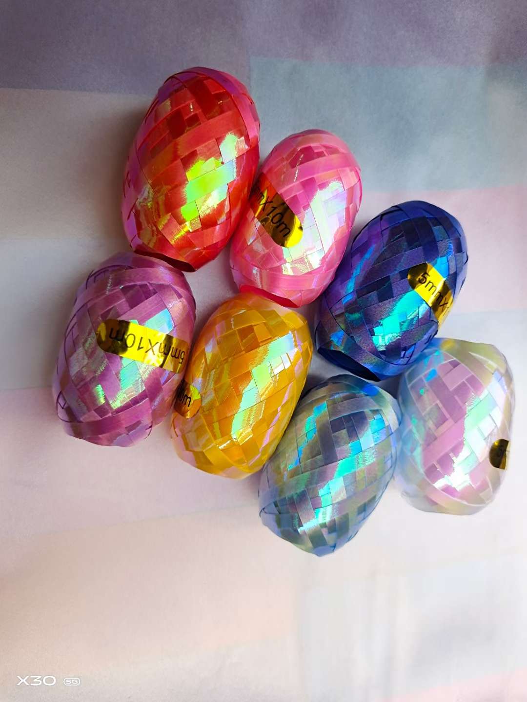 Office cultural atmosphere decoration supplies, 10-meter rainbow film ribbons, small ribbons, birthday flags, paper tassels, water-splashing festival banners, and decorative materials details Picture