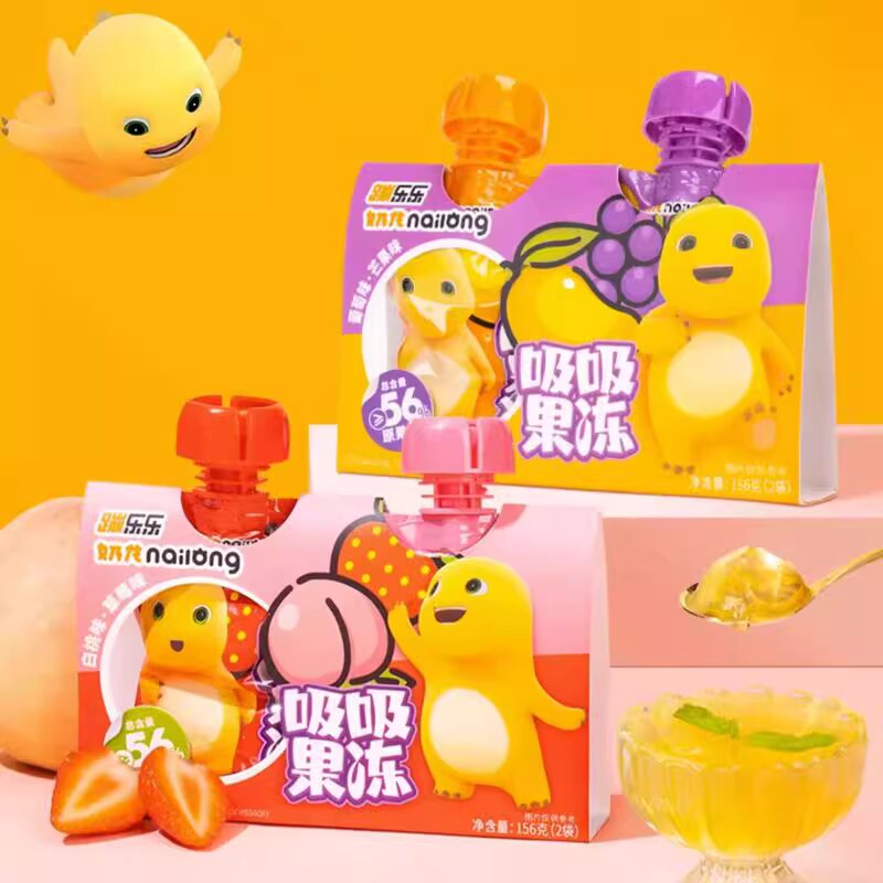 批发包邮休闲食品水果冻零食奶龙&吸吸果冻 葡萄味、芒果味156g